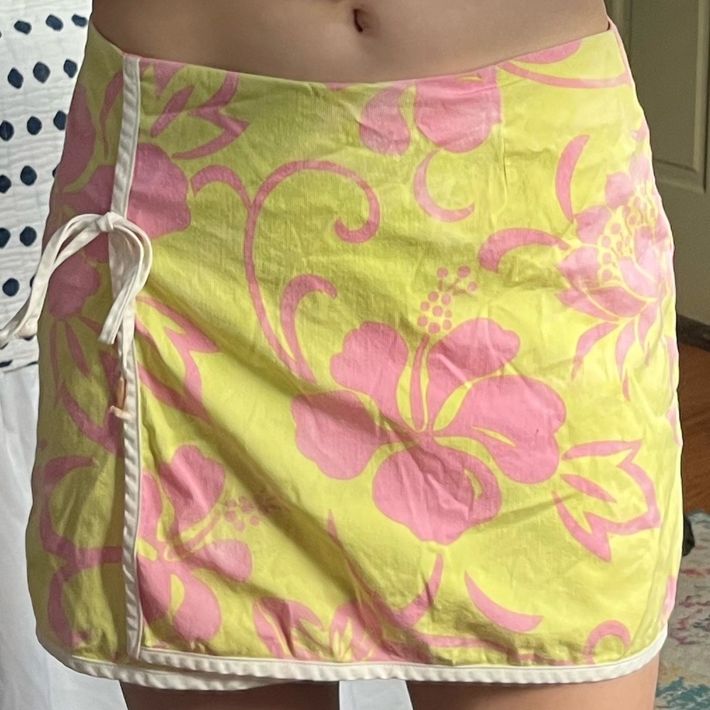 pink and yellow floral shirt